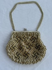 Vintage HAND MADE IN HONG KONG Gold Beaded Bag Clutch Purse Gatsby Glam