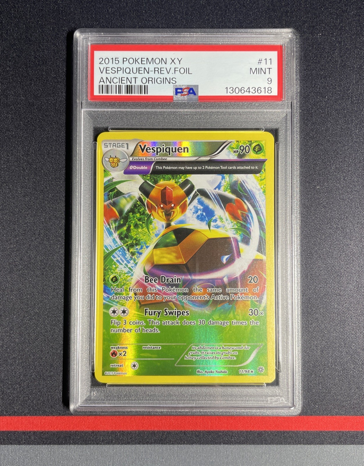 Pokemon Card - Vespiquen Reverse Holo 11/98 Ancient Origins - PSA 9 CLEAN