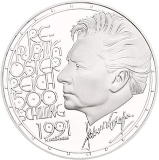 Künker: Österreich 500 Schilling 1991 Karajan Silber PP