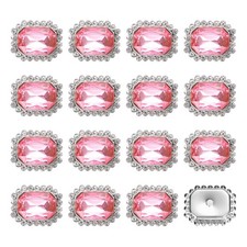 20pcs Rhinestone Embellishments Sew on Rhinestones Button Silver/Pink,