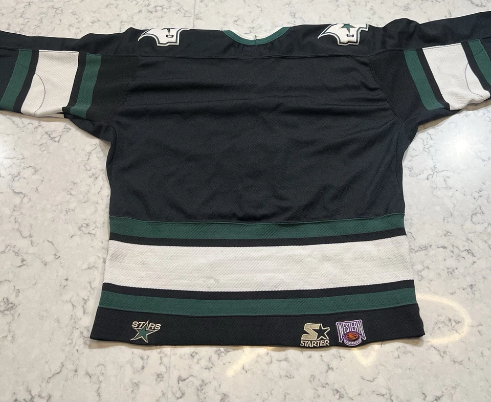 Vintage Dallas Stars Starter NHL Hockey Jersey Black Green Men’s Size M - Image 2 of 4