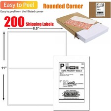 200 Shipping Labels 8.5"x5.5" Rounded Corner Self Adhesive 2 Per Sheet Blank US
