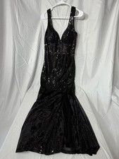 Windsor Black Sequin Sleeveless Strappy Long Gown Dress M Regular Size