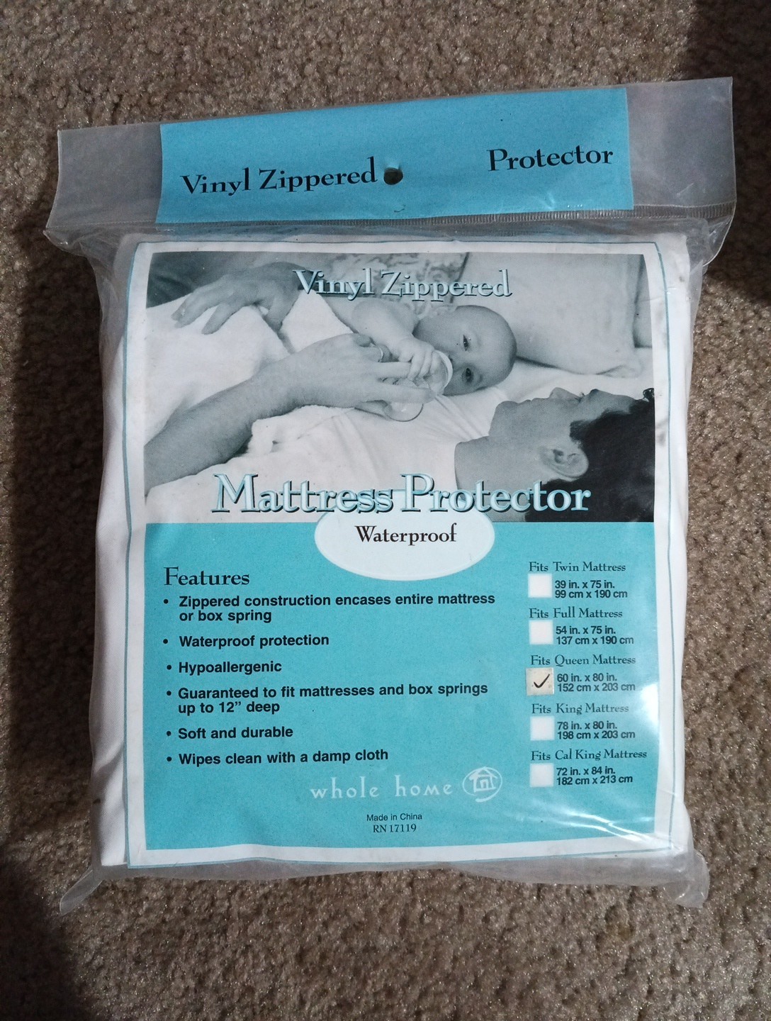 Queen size Zippered Soft Vinyl Mattress Protector Cover Fit 12" Deep Waterproof