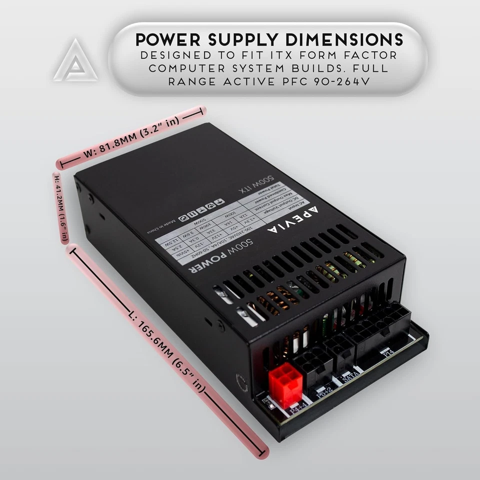 ITX- Mini ITX/Flex ATX / 1U 500W Fully Modular Power Supply, Full Range Activ... - Image 4 of 4