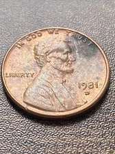 1981 D Penny Error Variety Lincoln Memorial D/D Filled “D” Actual Coin TK4521*