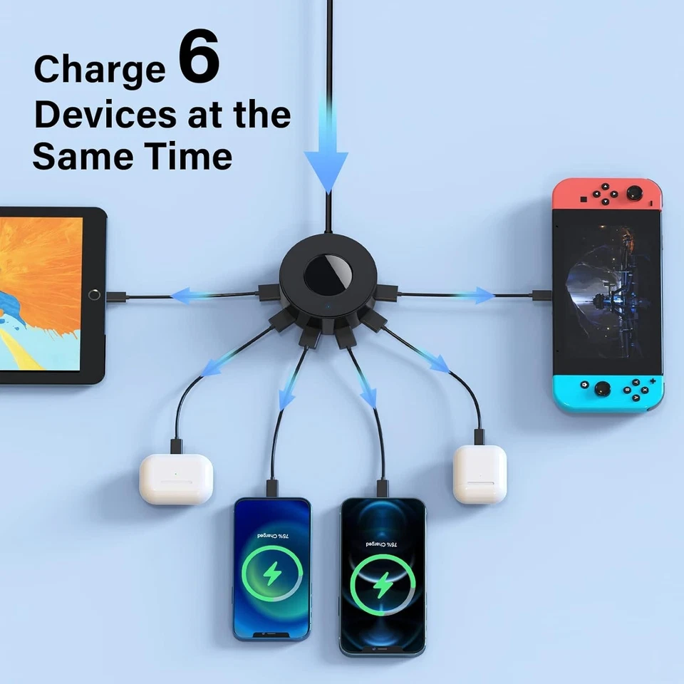 6-Port USB Charger Charging Station with Smart Identification for Multiple Devic - Image 2 of 4