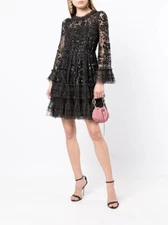 New Needle&Thread CELIA LONG SLEEVE MINI DRESS Size UK12 US8 L/40