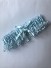 Light blue wedding lace garter bride bridal prom rearview mirror baseball charm
