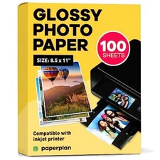 Glossy Photo Paper For Printer 8.5 x 11” x 100 Sheets - Picture Paper for Pri...