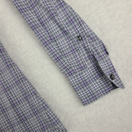 Brioni Dress Shirt Mens Medium Purple Gray Plaid 100% Cotton Button Up - Picture 2 of 11