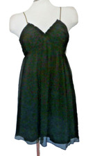 DONNA MORGAN ~ Black Silk Chiffon V-Neck Babydoll Empire Party Dress 10 NEW