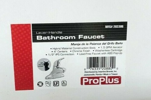 Pro Plus Washer less Lavatory Faucet W/ Pop Up MODEL 283306 -Bathroom Sink - Picture 4 of 4