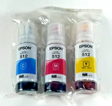 Genuine Epson 512 Ink Bottle 3 Pack for ET-7700 ET-7750