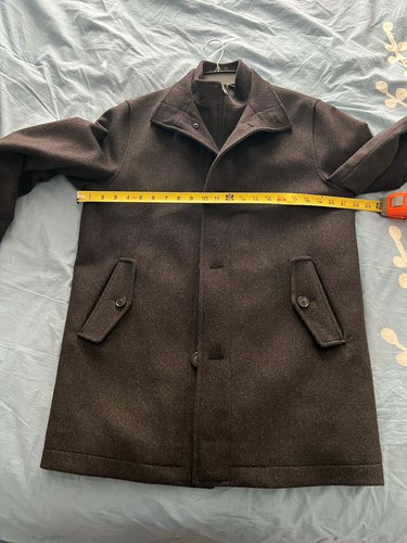 DANIEL CREMIEUX Men’s Size S Full Zip Button Up Wool Coat Black Pockets Pea - Picture 15 of 18