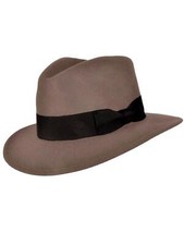 Classic Mens Fedora Hat | Authentic 1940s Look Light Grey Pure Wool Fedora Hat