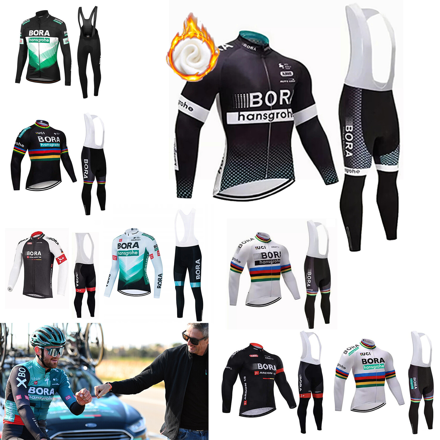 Set Maglia Ciclismo Invernale Uomo con 3 Tasche