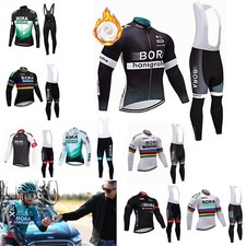 Fleece Radtrikot Set Herren Winter Thermo 3 Taschen Fahrradbekleidung