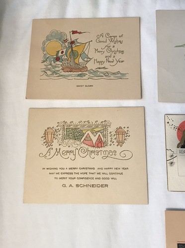 Antiguo lote de 14 tarjetas de felicitación navideñas efímeras vintage ~ sin sobres - Imagen 2 de 15