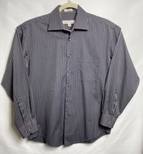 Pronto Uomo men  s dress shirt Black Strip , size M non iron, 100 cotton