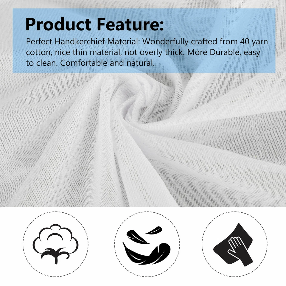 13 Pcs White Cotton Men Handkerchiefs Hanky Pocket Square Hankie Lot Set Vintage - Image 2 of 4