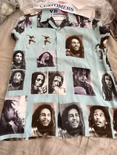 Rare Wacko Maria Bob Marley Hawaiian Shirt M blue Made in Japan
