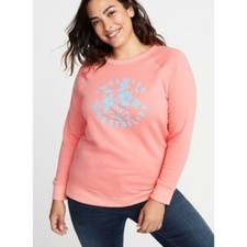 Old Navy Pink Infinite Possibilities Terry Lined Crewneck Pullover Sweatshirt S
