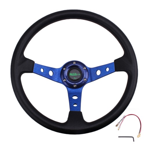 350mm 14" 95mm Deep Dish 6 Bolt Racing Steering Wheel with Horn Button - Foto 4 di 9