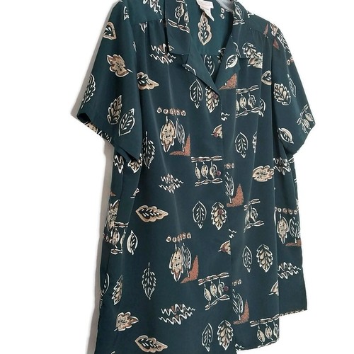 Blusa para mujer Roaman talla 1X manga corta botón delantero cuello en V negra - Imagen 5 de 10