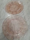 Set Of 2 Cherry Blossom Pink Depression Glass Plates 9 Inches Replacements