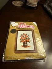 Jiffy Stitchery Orange Daisy Bouquet Embroidery Kit, New, 5” X 7”Vintage 1975