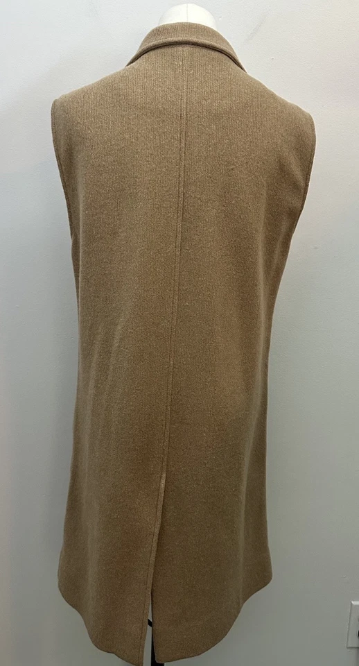 Chaleco Blazer Gap Mujer Mezcla Lana Sin Mangas Larga Línea Frente Abierto Tostado Camel Talla S Foto 2 de 4