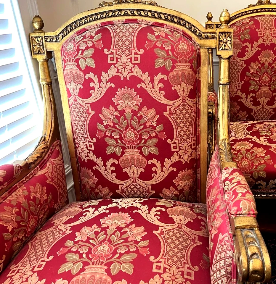 Par de Sillones Luis XVI - Estilo Regal Aristocrático - Reproducción Antigua Foto 2 de 4