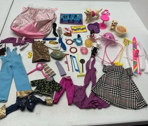 Large Lot of Barbie Clothes & Accessories Over 60 Items Some Vintage