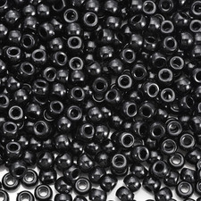 1100Pcs Black Pony Beads 6X9Mm Bulk Large Hole Plastic Beads for Kandi, Hair Bra