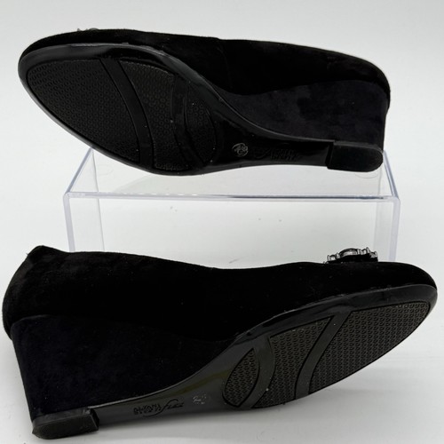 Alfani Step N Flex Dannah Black Suede Jeweled Wedge Heel Dress Shoe Womens 10 - Picture 8 of 18