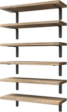 Floating Shelves Set of 6 Wall Storage Rustic Wood Farmhouse Book Shelves 16.5