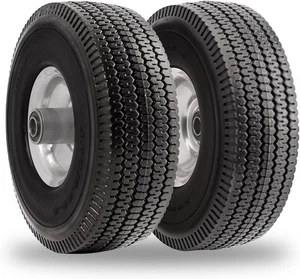 4.10/3.50-4 Polyurethane Solid Wheel Non-Rubber Tires for Garden Wagon Cart 2pcs