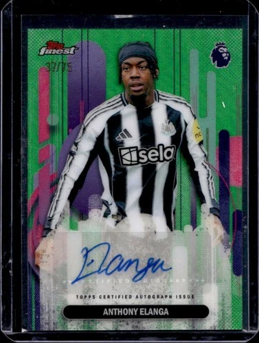 2025-26 Topps Finest Premier League Anthony Elanga Auto Green Refractor #/75