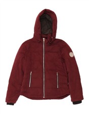 JACK WILLS Womens Oversized Hooded Padded Jacket UK 10 Small  Burgundy AQ01