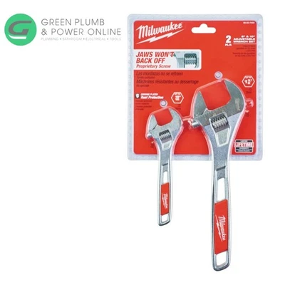 Milwaukee 48227400 Adjustable Wrench Twin Pack 150mm (6") & 250mm (10") - Image 1 of 2