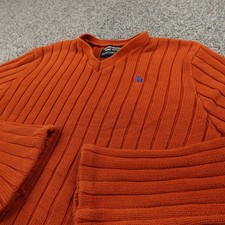 VTG Abercrombie Fitch Sweater Mens XL Orange Moose Ribbed Knit Pullover 90s Y2K