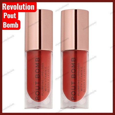 2x Makeup Revolution Pout Bomb Lipgloss Plumping Lipgloss, Juicy 