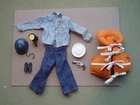 Gi Joe vintage Sailor Navy Attack Helmet Set & TM Uniform, Life Jacket, soft Hat