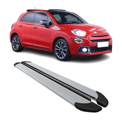 Marchepieds Latéraux pédale pour Fiat 500X 2015-2026 Aluminium Argent 2Pcs - Photo 1/4
