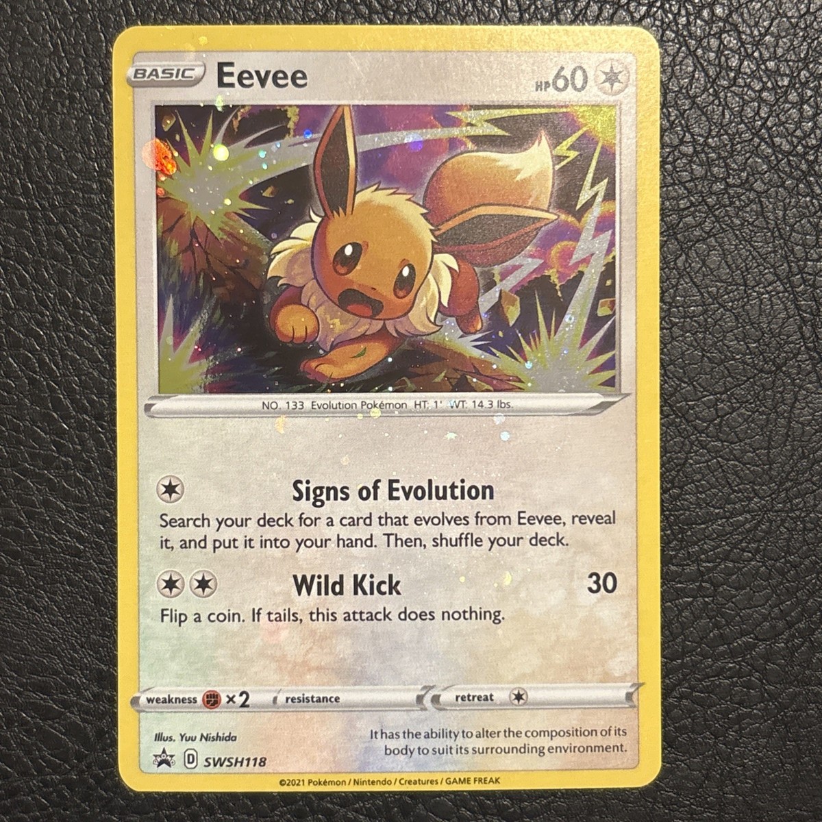 イーブイ 255/242 ホロカード Pokémon Eevee SWSH118 Black Star Promo HEAVY HOLO BLEED ERROR