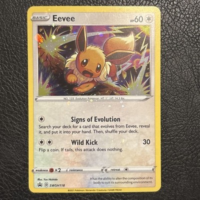 Pokémon Eevee SWSH118 Black Star Promo HEAVY HOLO BLEED ERROR