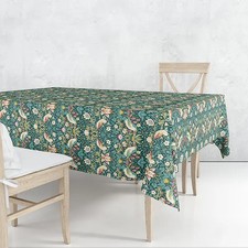 William Morris Strawberry Thief Dark Green 132x178cm Cotton Tablecloth