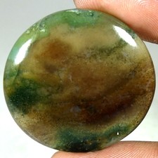100 Natural Moss Agate Round Cabochon Loose Gemstones 57.50Cts 33x 33x 06mm