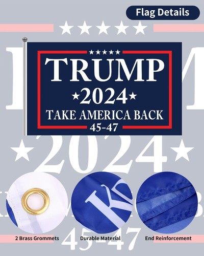 Donald Trump for 2024 President Election Flag,3 * 5 FT Take America Back Red - Picture 4 of 7